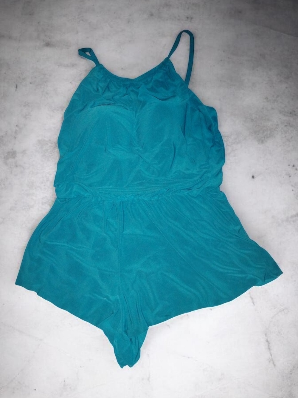NWOT Aqua Green High-Neck Swim Romper One-Piece Swimsuit w/ Pockets - Size XL